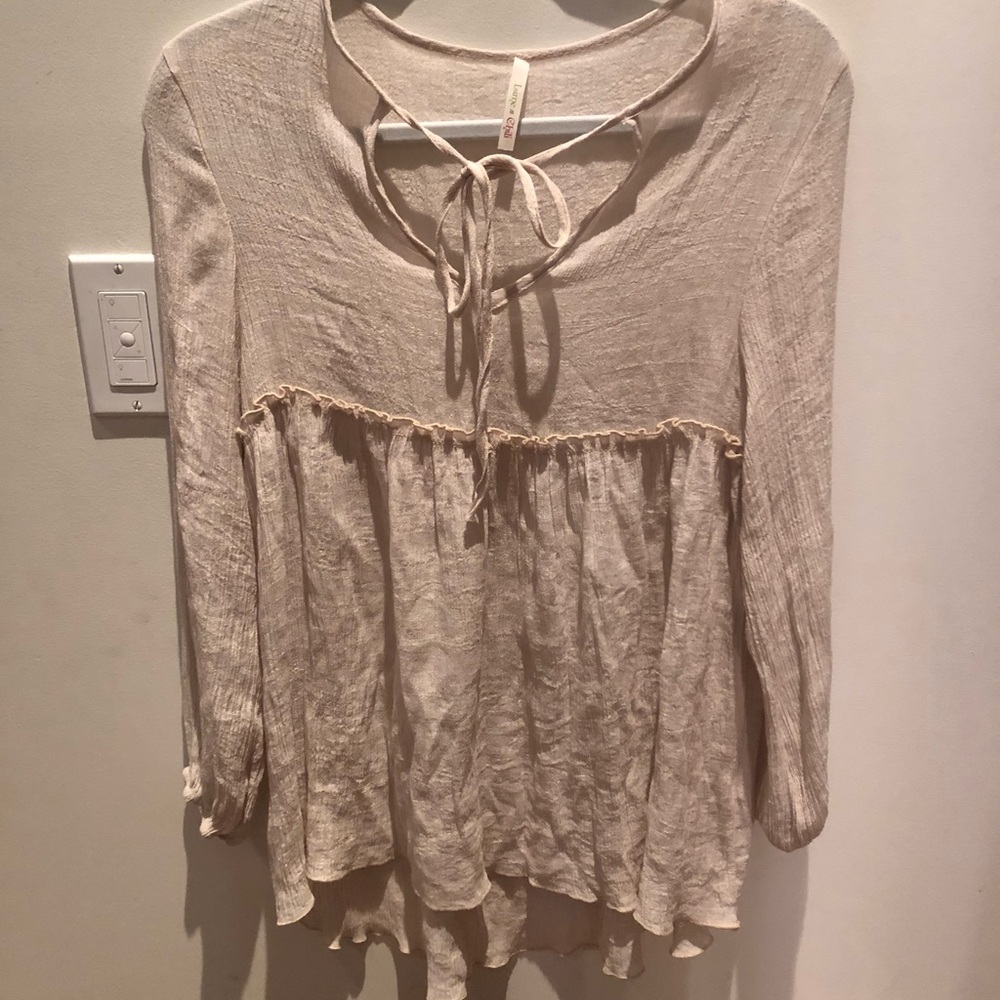 Cream Ruffled Blouse